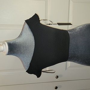 NWT Forever 21 Fishnet Black Off Shoulder Crop Top